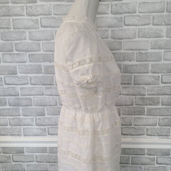 J.Crew Puff Sleeve Daisy Chain Dress White Cotton Cottagecore Feminine Ruffled 6 - Picture 10 of 11